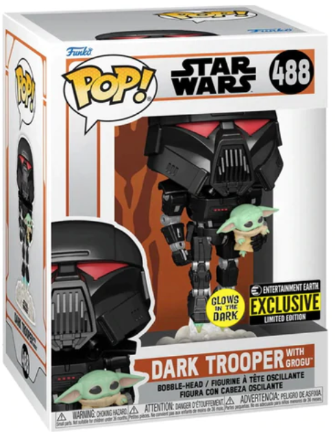 Dark Trooper with Grogu Funko Pop! Star Wars: The Mandalorian  Glow-in-the-Dark Pop! #488 Entertainment Earth Exclusive