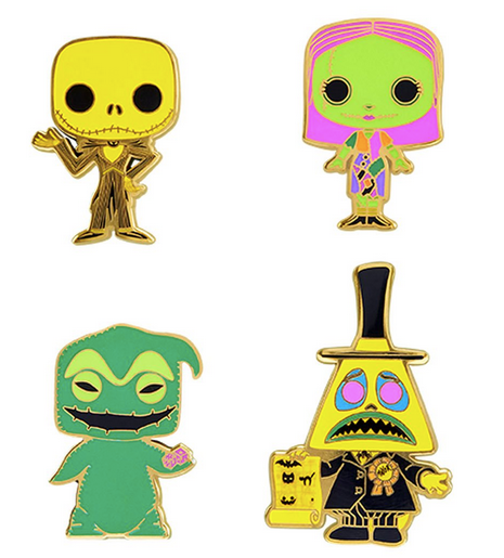 The Nightmare Before Christmas Black Light Pin 4-Pack Set