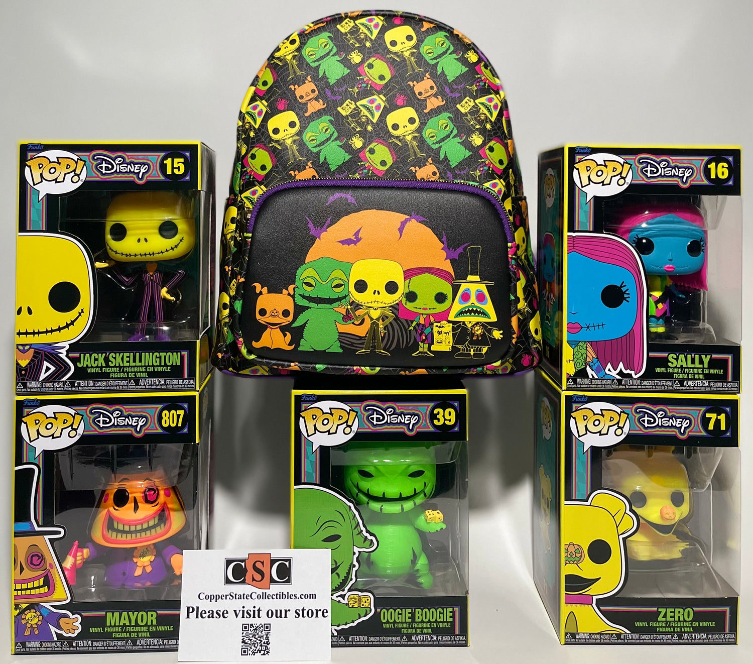 Nightmare Before Christmas Blacklight Pops and Backpack Gift Set 5 POPs and 1 PACK